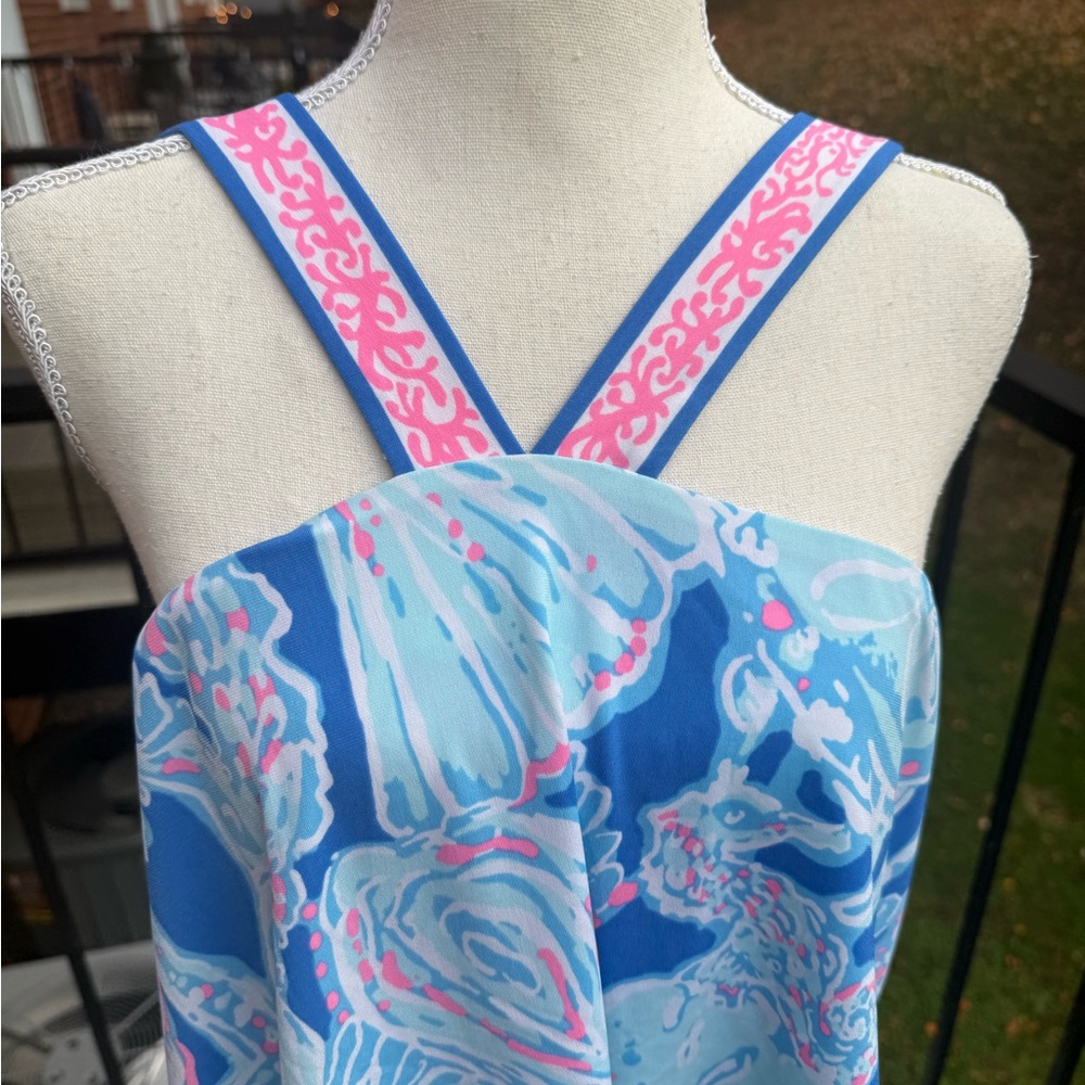 Lilly Pulitzer Bay Blue Into The Deep Engineered Shay Dress Size XL Resortwear - Picture 6 of 10